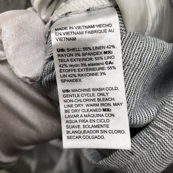 Chico's Linen Blend Pull On Pants Womens Size 14R 2.5R Blue Wide Leg Coastal - Picture 9 of 9